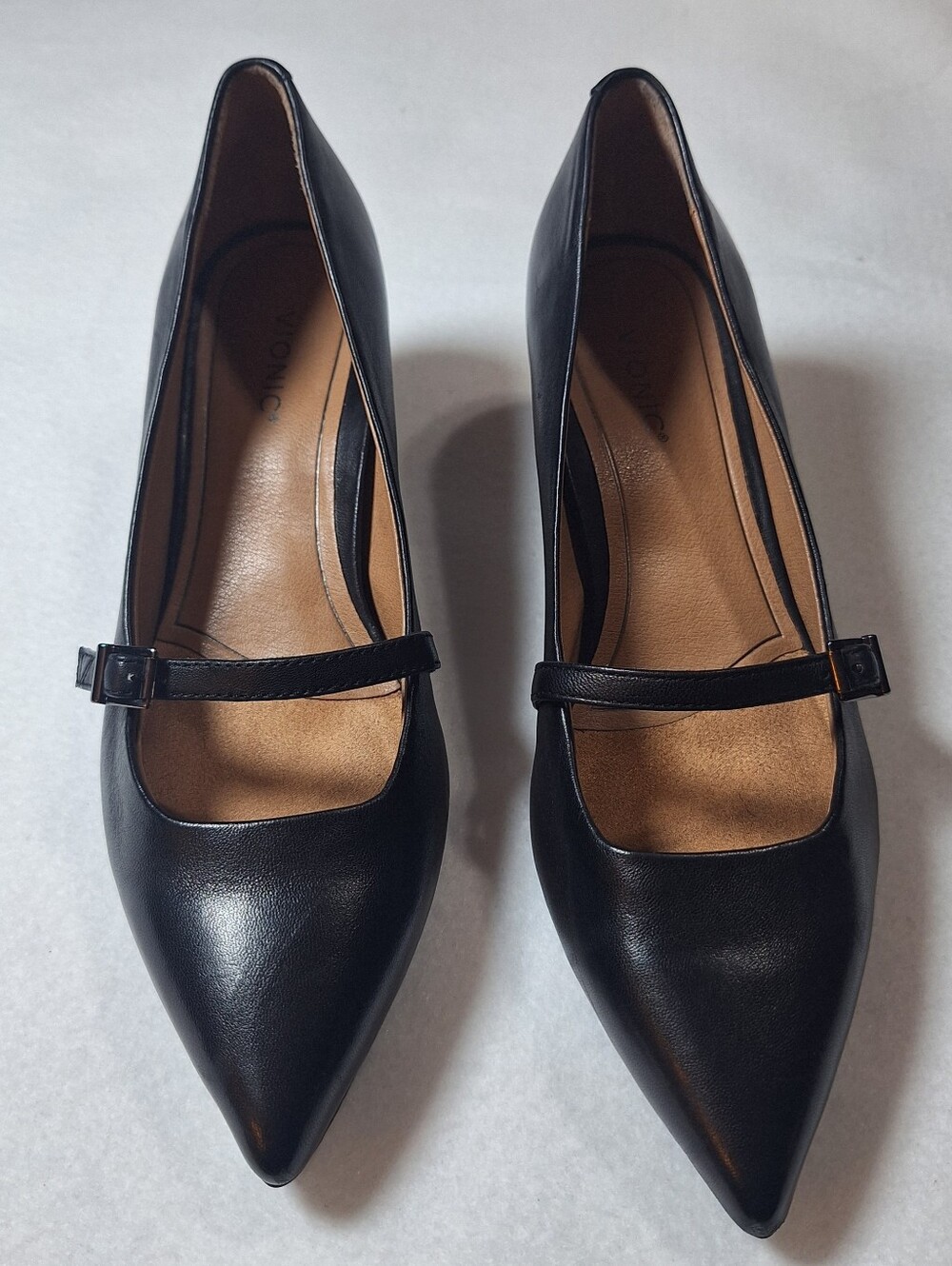 Vionic Women's Kit Minnie Mary Jane Heel Size 9 Black Leather Shoes